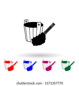 Bucket with broom for bath multi color icon. Simple glyph, flat vector of russia icons for ui and ux, website or mobile application
