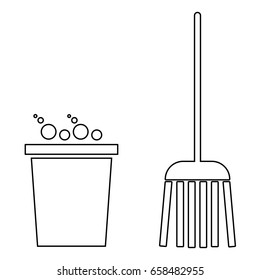 Bucket and broom   icon .