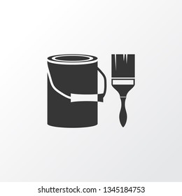 Bucket with brush icon symbol. Premium quality isolated coloring wall element in trendy style.