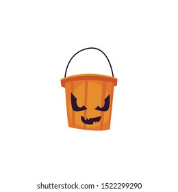 bucket for candies of halloween on white background vector illustration design
