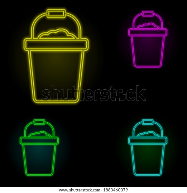 Bucket carwash chemical neon color set icon.\
Simple thin line, outline vector of car wash icons for ui and ux,\
website or mobile\
application