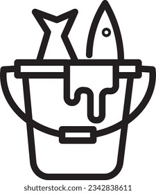Bucket Catch Fish Outline Icon