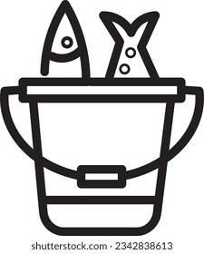 Bucket Catch Fish Outline Icon