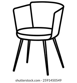 bucket chair line art vector on white background