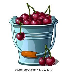 The bucket with cherries. Vector.