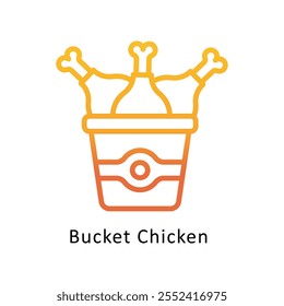 Bucket Chicken Vector Gradient outline Icon. Eps10 File