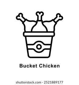 Ilustración de estilo de icono de contorno de Vector de pollo de cubo. Símbolo sobre fondo blanco EPS 10 Archivo