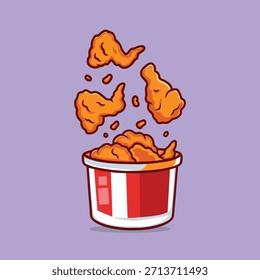 Cubo de pollo Vector de ala de pollo
