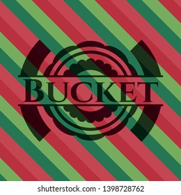 Bucket christmas badge background. Vector Illustration. Detailed.