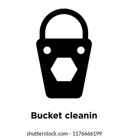 Bucket cleanin icon vector isolated on white background, logo concept of Bucket cleanin sign on transparent background, filled black symbol