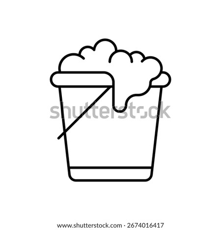 Bucket Cleaning Container Line Icon: Housework and Home Cleaning