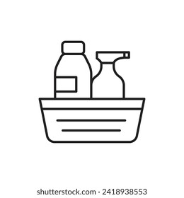 Bucket cleaning icon, Basket for cleaning with detergents icon. isolated on white background, vector illustration 
