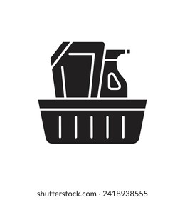 Bucket cleaning icon, Basket for cleaning with detergents icon. isolated on white background, vector illustration 
