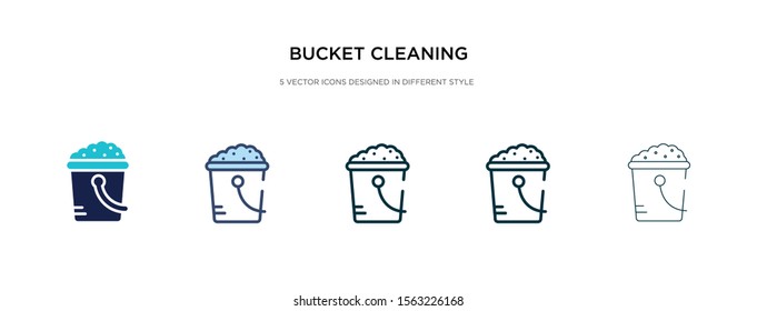 bucket cleaning icon in different style vector illustration. two colored and black bucket cleaning vector icons designed in filled, outline, line and stroke style can be used for web, mobile, ui