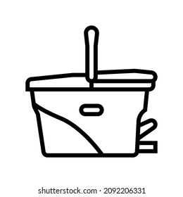 cubo para limpiar el vector de icono de línea. balde para la señal de limpieza. símbolo de contorno aislado ilustración negra