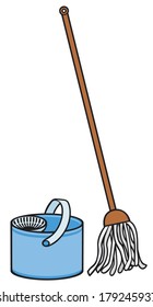 bucket and cleaning mop