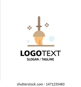 Bucket, Cleaning, Mop Business Logo Template. Flat Color. Vector Icon Template background