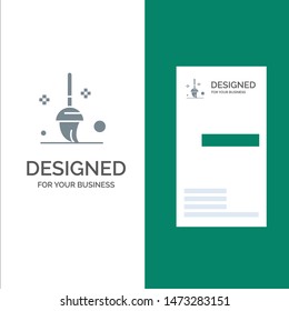 Bucket, Cleaning, Mop Grey Logo Design and Business Card Template
