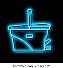 bucket for cleaning neon light sign vector. bucket for cleaning illustration