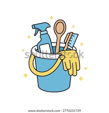 Bucket with cleaning supplies vector illustration cleaning supplies housework domestic