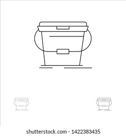 Bucket, Cleaning, Wash, Water Bold and thin black line icon set