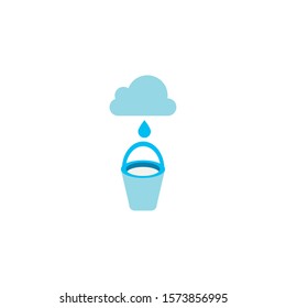 bucket with cloud and drop water flat style vector illustration design