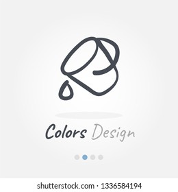 Bucket color doodle icon