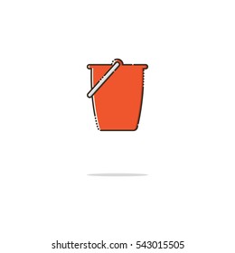 Bucket color thin line icon.Mbe minimalism style