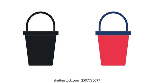 Bucket colored icon set. Stock Vector