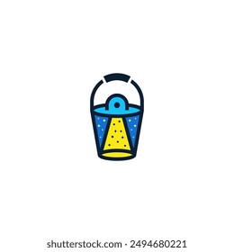 Bucket combination with UFO logo design.