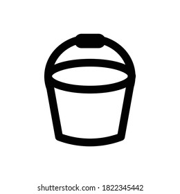 Vector de contorno de icono de cubo (Construcción). aislado en fondo blanco