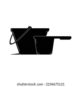 bucket and dipper icon illustration in flat style