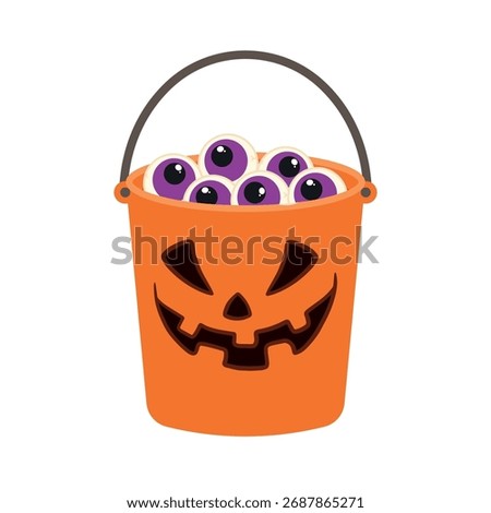 Bucket of eyeballs for Halloween Element Decoration Vector Illustration