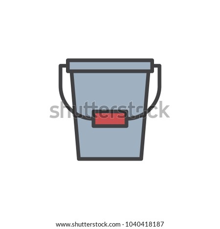 Bucket filled outline icon, line vector sign, linear colorful pictogram isolated on white. Pail symbol, logo illustration. Pixel perfect vector graphics