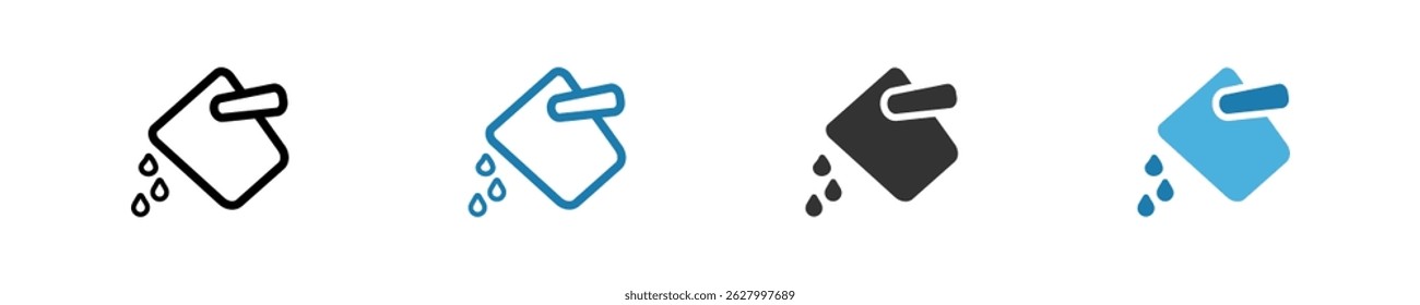 Bucket filled water icon flat. Liquid drop icon in vector design. Drip sign. Bucket water illustration.
