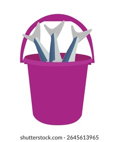 Bucket with fish .fish in a bucket