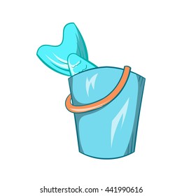 Bucket of fish icon in cartoon style isolated on white background. Fishing symbol
