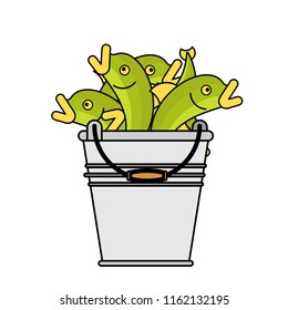 Bucket fish isolated. Fisherman catch. Vector illustration