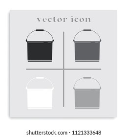 Bucket flat black and white vector icon.