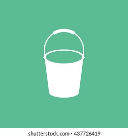Bucket Flat Icon On Green Background
