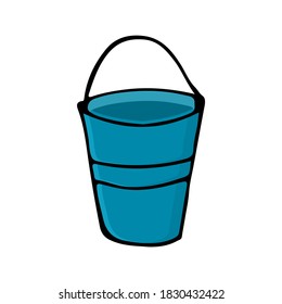 Bucket flat illustration in vector. Colorful bucket icon in vector