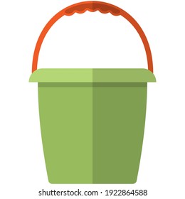 Bucket Flat Vector Icon. Plastic Toy For Kids To Play In Sandbox Or Beach Isolated On White Background. Child Pail For Game Illustration