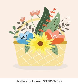 Bucket of Flowers Vector Illustration