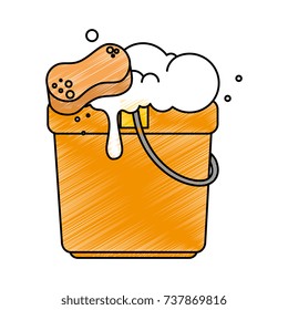 bucket with foam and brush