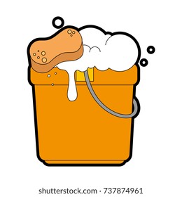 bucket with foam and brush