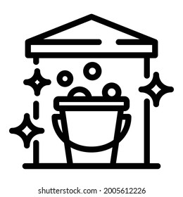 Bucket with foam icon. Outline bucket with foam vector icon for web design isolated on white background