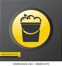 Bucket with foam illustration. Floor washing vector icon