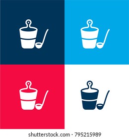 Bucket four color material and minimal icon logo set in red and blue