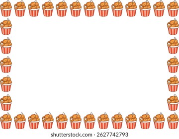bucket of fried chicken, clipart, illustration for backgrounds and textures, frame