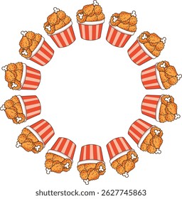 balde de frango frito, clipart, ilustração para fundos e texturas, círculo